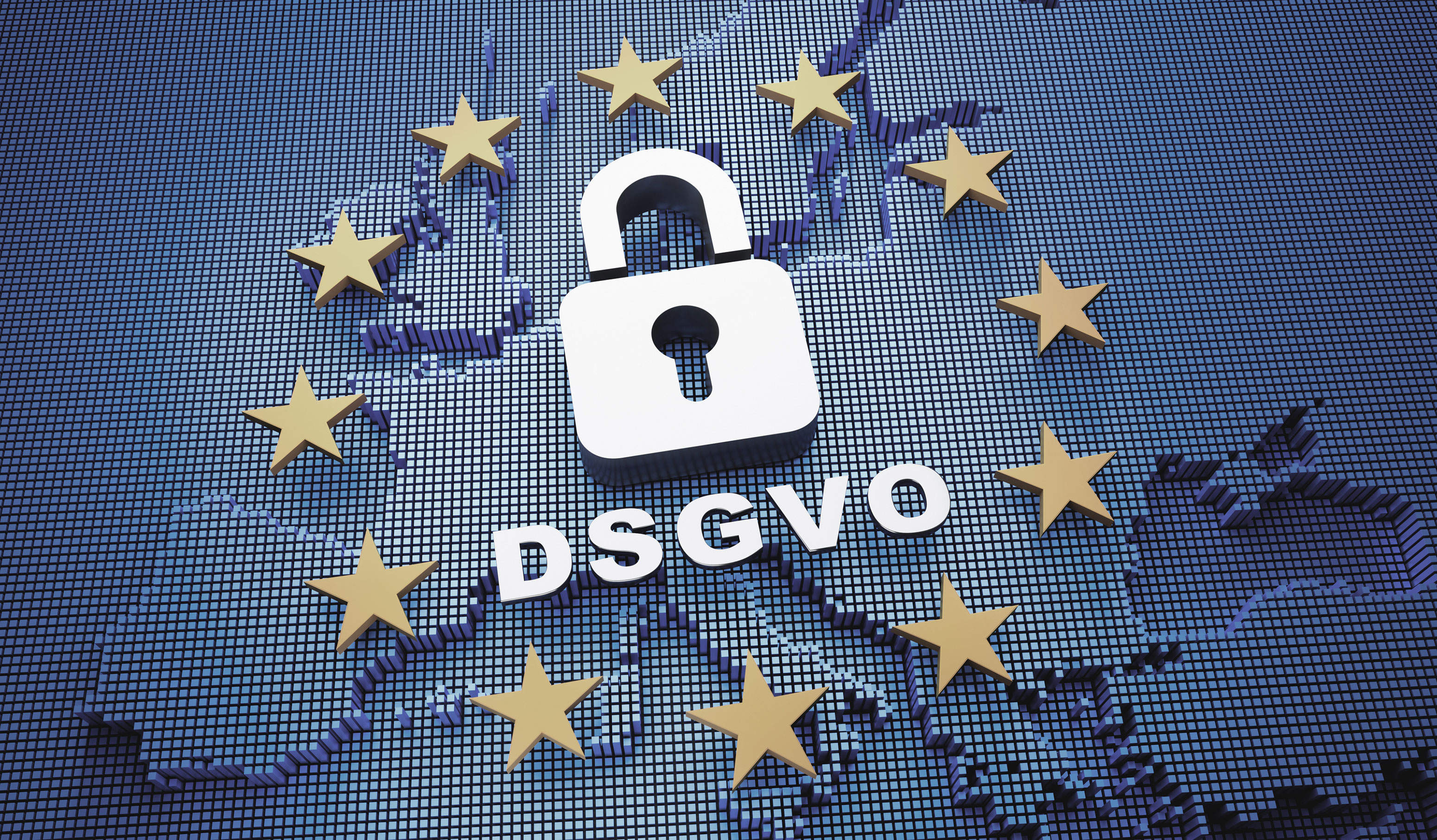 Schematische Darstellung der Europäischen Union mit Schriftzug DSGVO